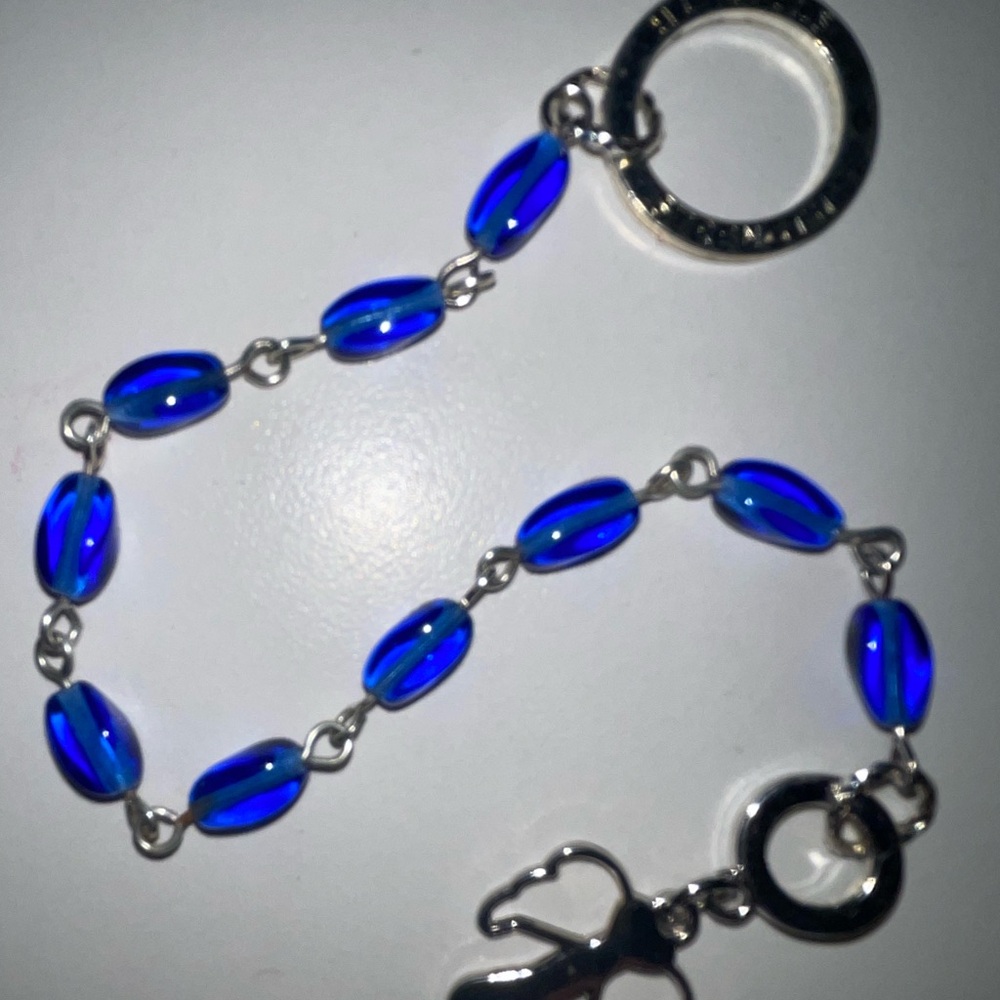 Blue Beaded Prayer/Rosary Chain with Silver Angel